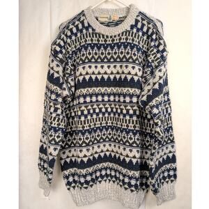 Vintage Fieldmaster Nordic print sweater Size L Retro Preppy Ski Fisherman